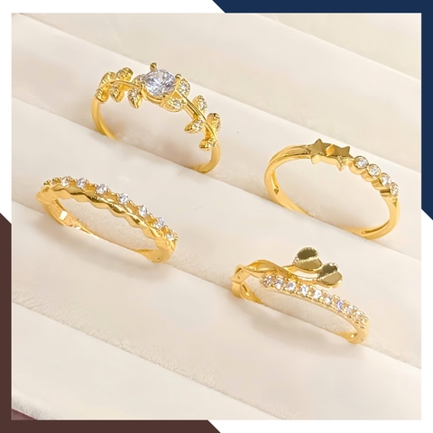 Nhẫn vàng nữ 10K NVN383 – Bst 4 mẫu nhẫn mảnh, phối layering đẹp