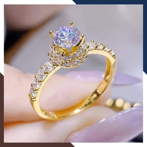 Nhẫn vàng nữ đính đá, nhẫn vàng tây 10k đẹp cho nữ mã TL38