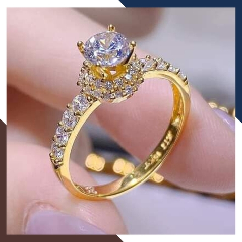 Nhẫn vàng nữ đính đá, nhẫn vàng tây 10k đẹp cho nữ mã TL38
