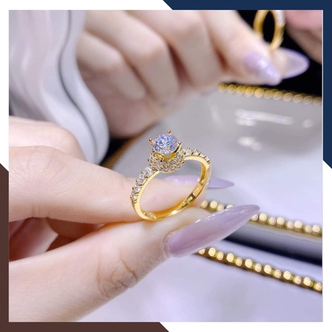 Nhẫn vàng nữ đính đá, nhẫn vàng tây 10k đẹp cho nữ mã TL38