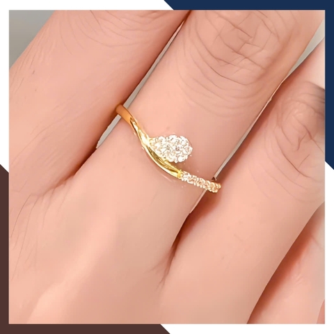 Nhẫn vàng tây nữ 10K hình giọt nước NVN372 – bản mỏng đơn giản, dễ phối layering