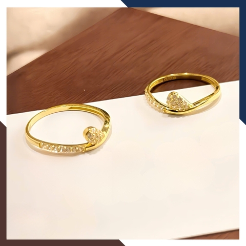 Nhẫn vàng tây nữ 10K hình giọt nước NVN372 – bản mỏng đơn giản, dễ phối layering