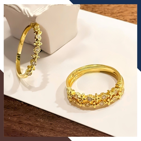 Nhẫn vàng tây nữ 10K NVN380 bản mỏng – nhiều mẫu đẹp, dễ phối layering