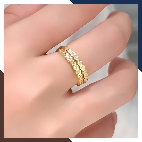 Nhẫn vàng tây nữ 10K NVN380 bản mỏng – nhiều mẫu đẹp, dễ phối layering