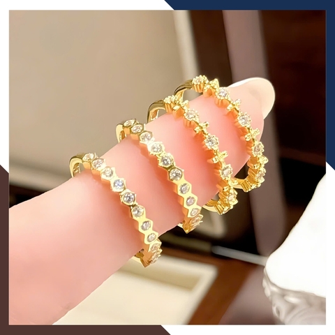 Nhẫn vàng tây nữ 10K NVN380 bản mỏng – nhiều mẫu đẹp, dễ phối layering