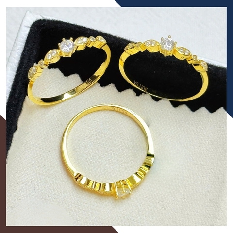 Nhẫn vàng tây nữ 10k NVN391 – BST 4 mẫu nhẫn mỏng đính đá, mix layering đẹp