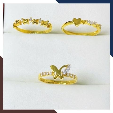 Nhẫn vàng tây nữ 10k NVN391 – BST 4 mẫu nhẫn mỏng đính đá, mix layering đẹp