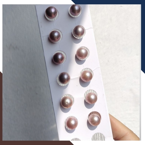 Viên ngọc trai edison nuôi nước ngọt màu tím 10mm - 11mm chưa khoan lỗ, độ bóng 5A không vết sinh trưởng.