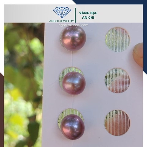 Viên ngọc trai edison nuôi nước ngọt màu tím 11mm - 12mm chưa khoan lỗ, độ bóng 5A không vết sinh trưởng.