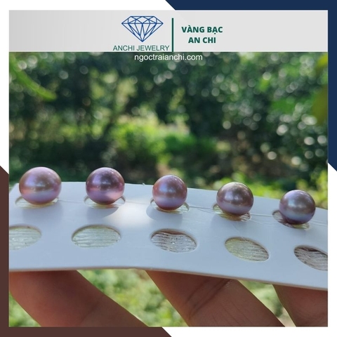 Viên ngọc trai edison nuôi nước ngọt màu tím 11mm - 12mm chưa khoan lỗ, độ bóng 5A không vết sinh trưởng.