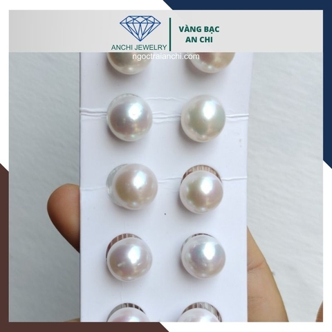 Viên ngọc trai thật nuôi nước ngọt 12mm - 13mm chưa khoan lỗ tròn xoe, độ bóng 5A, không vết sinh trưởng.