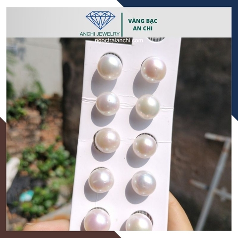 Viên ngọc trai thật nuôi nước ngọt 12mm - 13mm chưa khoan lỗ tròn xoe, độ bóng 5A, không vết sinh trưởng.