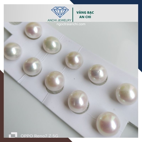 Viên ngọc trai thật nuôi nước ngọt 12mm - 13mm chưa khoan lỗ tròn xoe, độ bóng 5A, không vết sinh trưởng.