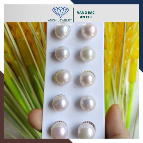 Viên ngọc trai thật nuôi nước ngọt 12mm - 13mm chưa khoan lỗ tròn xoe, độ bóng 5A, không vết sinh trưởng.