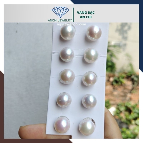 Viên ngọc trai thật nuôi nước ngọt 12mm - 13mm chưa khoan lỗ tròn xoe, độ bóng 5A, không vết sinh trưởng.