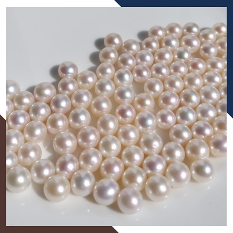 Viên ngọc trai thật nuôi nước ngọt 7.5mm - 8mm chưa khoan lỗ tròn xoe màu trắng, độ bóng 5A, không vết sinh trưởng.