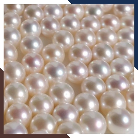 Viên ngọc trai thật nuôi nước ngọt 7.5mm - 8mm chưa khoan lỗ tròn xoe màu trắng, độ bóng 5A, không vết sinh trưởng.