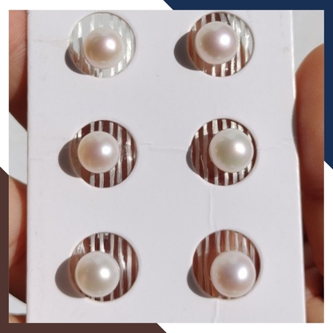 Viên ngọc trai thật nuôi nước ngọt 7.5mm - 8mm chưa khoan lỗ tròn xoe màu trắng, độ bóng 5A, không vết sinh trưởng.