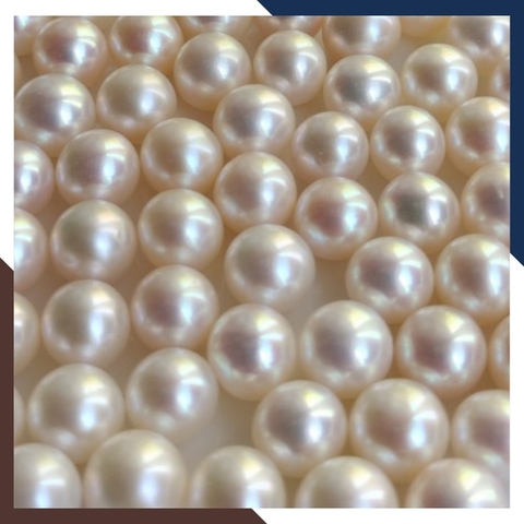 Viên ngọc trai thật nuôi nước ngọt 7.5mm - 8mm chưa khoan lỗ tròn xoe màu trắng, độ bóng 5A, không vết sinh trưởng.