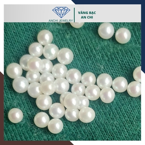 Viên ngọc trai thật nuôi nước ngọt thật tự nhiên size nhí 3mm - 4mm tròn xoe, độ bóng 5A không vết sinh trưởng.