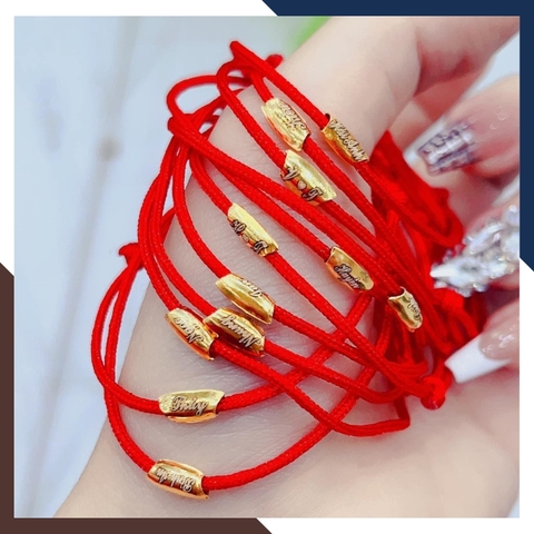 Vòng Charm Hạt Gạo Vàng Tây 10k Cho Nữ VCHV83 | Khắc Chữ Theo Yêu Cầu