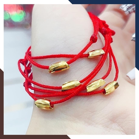 Vòng Charm Hạt Gạo Vàng Tây 10k Cho Nữ VCHV83 | Khắc Chữ Theo Yêu Cầu