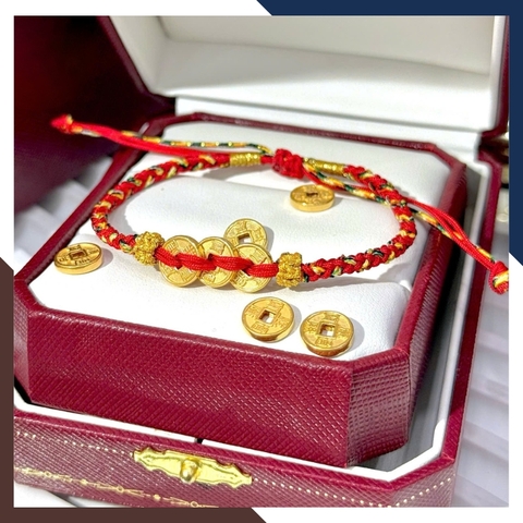 Vòng Charm Vàng 24k 9999 Phối Dây Chỉ Đỏ Nhiều Mẫu Cho Nữ VCHV43