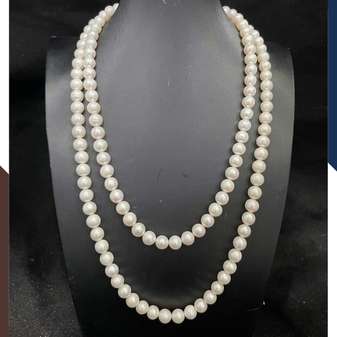 Vòng cổ ngọc trai 2 vòng đôi mặc áo dài đẹp cho nữ 89K65T300