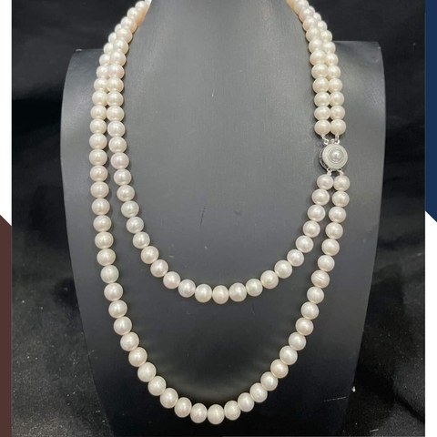 Vòng cổ ngọc trai 2 vòng đôi mặc áo dài đẹp cho nữ 89K65T300