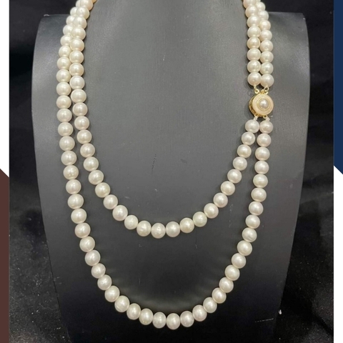 Vòng cổ ngọc trai 2 vòng đôi mặc áo dài đẹp cho nữ 89K65T300