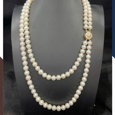 Vòng cổ ngọc trai 2 vòng đôi mặc áo dài đẹp cho nữ 89K65T300