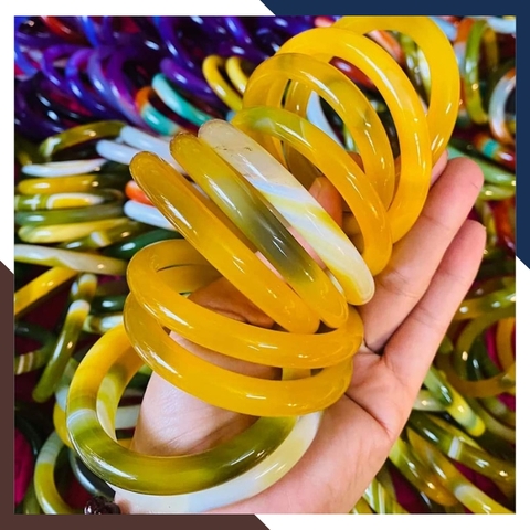 Vòng mã não vàng liền khối bản mo 10mm cho nữ mệnh thổ, kim mã AC120