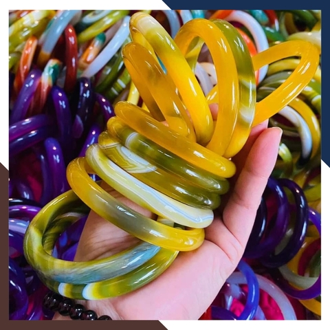 Vòng mã não vàng liền khối bản mo 10mm cho nữ mệnh thổ, kim mã AC120