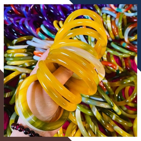 Vòng mã não vàng liền khối bản mo 10mm cho nữ mệnh thổ, kim mã AC120