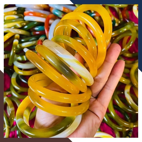 Vòng mã não vàng liền khối bản mo 10mm cho nữ mệnh thổ, kim mã AC120