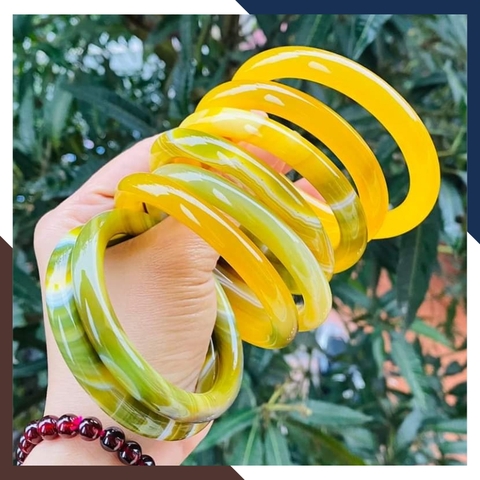 Vòng mã não vàng liền khối bản mo 10mm cho nữ mệnh thổ, kim mã AC120