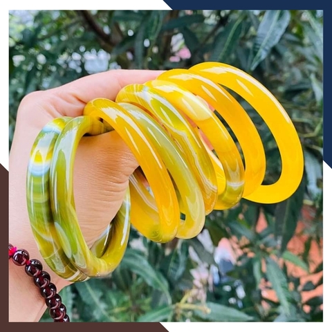 Vòng mã não vàng liền khối bản mo 10mm cho nữ mệnh thổ, kim mã AC120