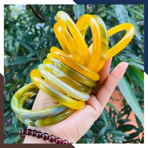 Vòng mã não vàng liền khối bản mo 10mm cho nữ mệnh thổ, kim mã AC120