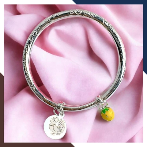 Vòng tay bạc cho bé, lắc chân trẻ em khắc tên và con giáp mã AC250