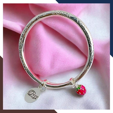 Vòng tay bạc cho bé, lắc chân trẻ em khắc tên và con giáp mã AC250