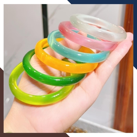 Vòng tay đá mắt mèo trắng, xanh, hồng, vàng bản liền cho nữ mệnh kim, mộc, thủy, hỏa, thổ mã AC60