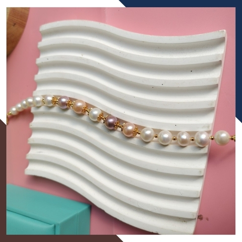 Vòng tay ngọc trai thật , lắc tay ngọc trai tứ quý phối bi bạc mã 89AC233