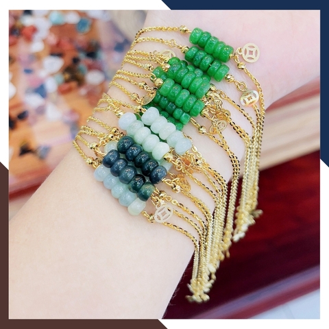 Vòng Tay Ngũ Điếu Đá Phong Thuỷ Phối Dây Vàng Tây 10K Mã LTVN91