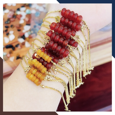 Vòng Tay Ngũ Điếu Đá Phong Thuỷ Phối Dây Vàng Tây 10K Mã LTVN91