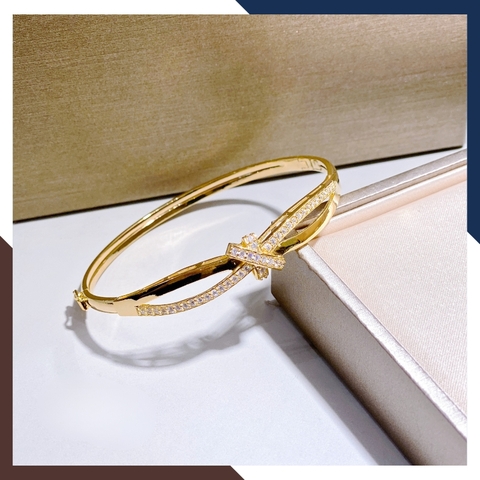 Vòng tay vàng nữ, lắc tay kiềng cứng 1.8 chỉ vàng tây 10k hình nơ đẹp mã TL182