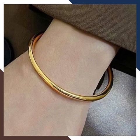 Vòng Tay Vàng Nữ Trơn 10k Bản 3.5mm LTVN191 – Mẫu Trang Sức Tối Giản Sang Trọng