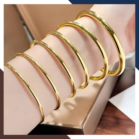 Vòng Tay Vàng Nữ Trơn 10k Bản 3.5mm LTVN191 – Mẫu Trang Sức Tối Giản Sang Trọng