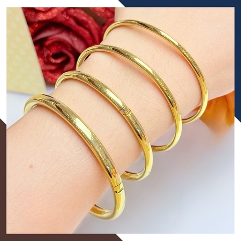 Vòng Tay Vàng Nữ Trơn 10k Bản Mập 4mm LTVN193 – Không Bao Giờ Lỗi Mốt