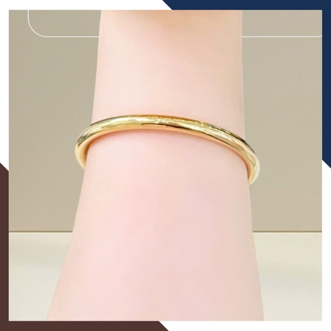 Vòng Tay Vàng Nữ Trơn 10k Bản Mập 5mm LTVN195 – Tinh Giản, Sang Trọng & Thời Thượng