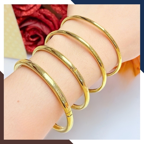 Vòng Tay Vàng Nữ Trơn 10k Bản Mập 5mm LTVN195 – Tinh Giản, Sang Trọng & Thời Thượng